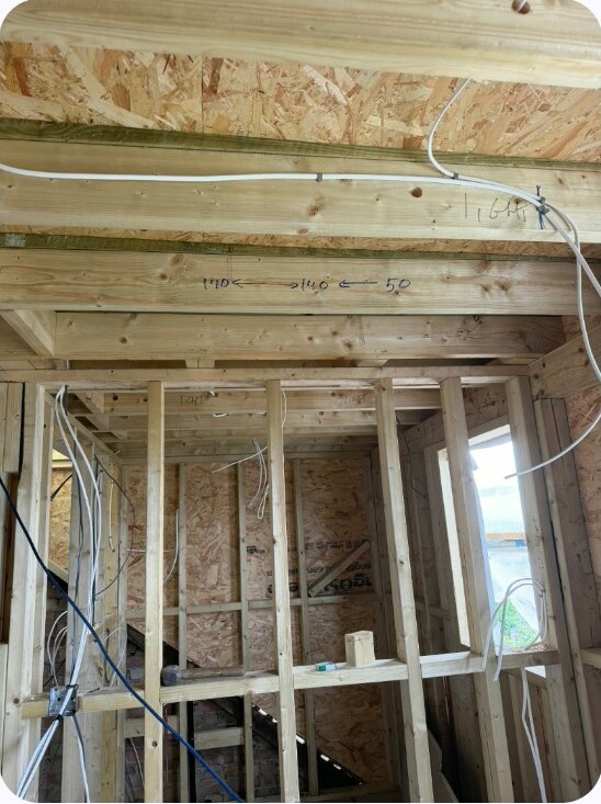 Electrical first-fix cabling in a timber-frame project